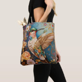 Tote Bag Colibri coloré à motifs volants (De près)