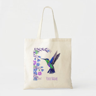 Tote Bag Colibri Design Fleurs Botaniques Amateurs d'oiseau