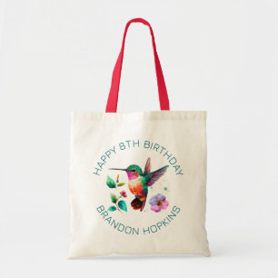 Tote Bag Colibri et fleurs aux couleurs vives