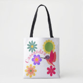 Tote Bag Colibri et fleurs personnalisés (Devant)