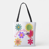 Tote Bag Colibri et fleurs personnalisés (Dos)