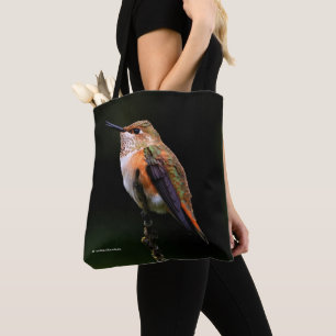 Tote Bag Colibri roux mignon sur arbre fruitier