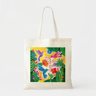 Tote Bag Colibris et cactus en fleurs