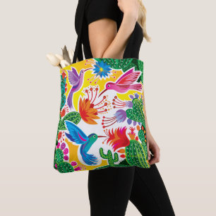 Tote Bag Colibris et cactus en fleurs