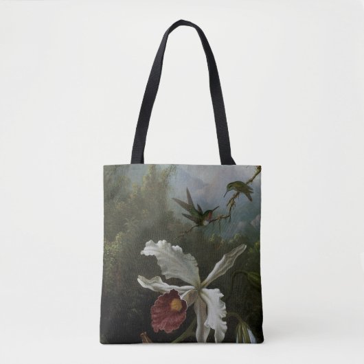 Tote Bag Colibris et orchidée blanche par Martin J. Heade (Devant)