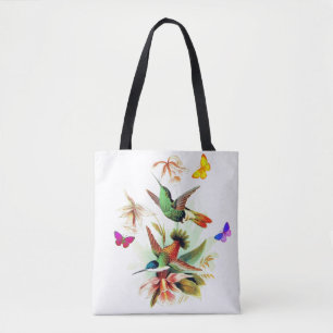 Tote Bag Colibris et papillons vintages