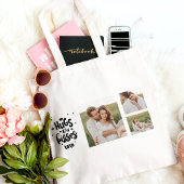 Tote Bag Collage Couple Photo & Hugs Et Baisers Phrase Love