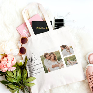 Tote Bag Collage Couple Photo & Lovely Romantic Wife Cadeau