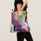 Tote Bag collage d'art abstrait, médias mélangés et (De près)
