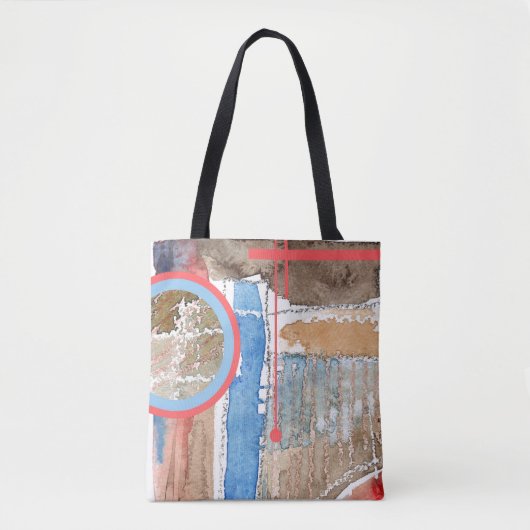 Tote Bag collage d'art abstrait, médias mélangés et (Devant)
