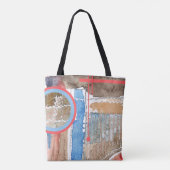 Tote Bag collage d'art abstrait, médias mélangés et (Dos)