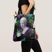 Tote Bag Collage d'art contemporain avec statue de tête en (De près)