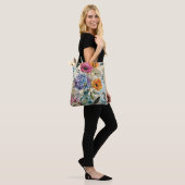 Tote Bag Collage d'art mixte botanique vibrant (Sur le modèle)