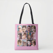 Tote Bag Collage de 24 photos rose (Devant)