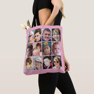 Tote Bag Collage de 24 photos rose