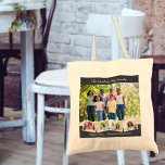Tote Bag Collage de 5 photos avec la bande et le texte de<br><div class="desc">Ce sac fourre-tout fait sur commande est imprimé avec vos photos préférées et texte fait sur commande. Le modèle est prêt installé pour que vous ajoutiez à 5 photos et à votre nom de famille au texte supérieur et fait sur commande au fond. Les mots d'échantillon lisent "la famille" "jours...</div>