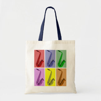 Tote Bag Collage de motif coloré Fourre-tout de saxophones