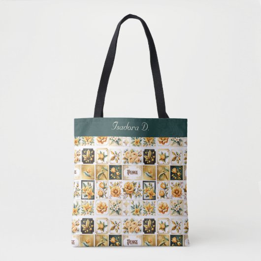 Tote Bag Collage de Noël en or (Devant)