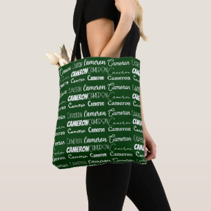 Tote Bag Collage de nom personnalisé Cool Green