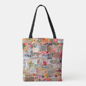 Tote Bag Collage de papier floral Mots d'inspiration (Dos)