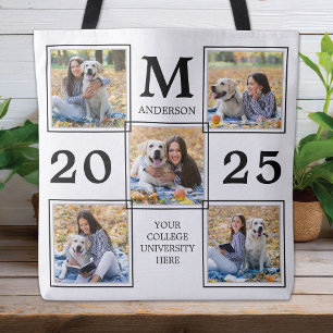 Tote Bag Collage de photos de fin d'études avec monogramme