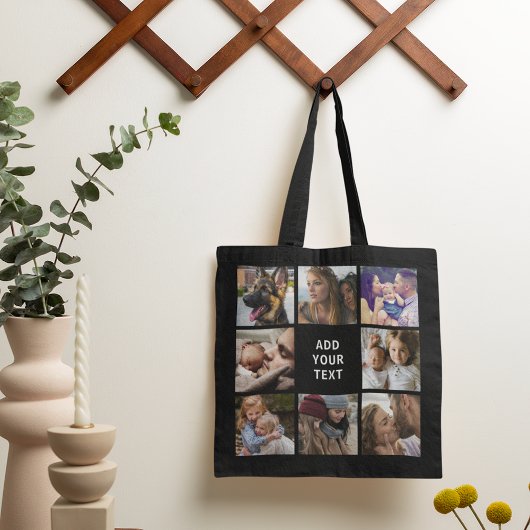 Tote Bag Collage de photos modifiable Noir