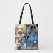 Tote Bag Collage de photos, Monogramme initial Choses favor (Devant)