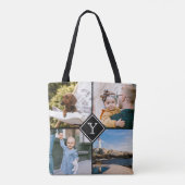 Tote Bag Collage de photos, Monogramme initial Choses favor (Dos)