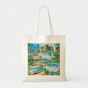 Tote Bag Collage de plage tropicale de Cozumel