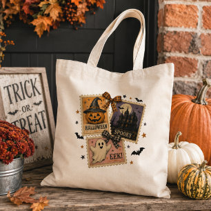 Tote Bag Collage de timbres-poste vintage Halloween