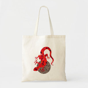 Tote Bag Collage Lézard Rouge