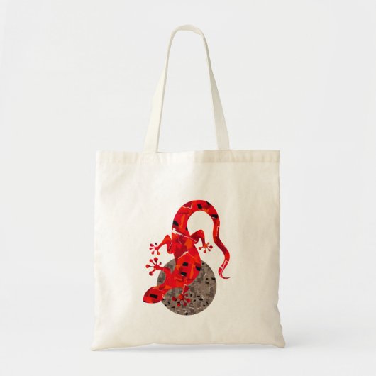 Tote Bag Collage Lézard Rouge (Devant)