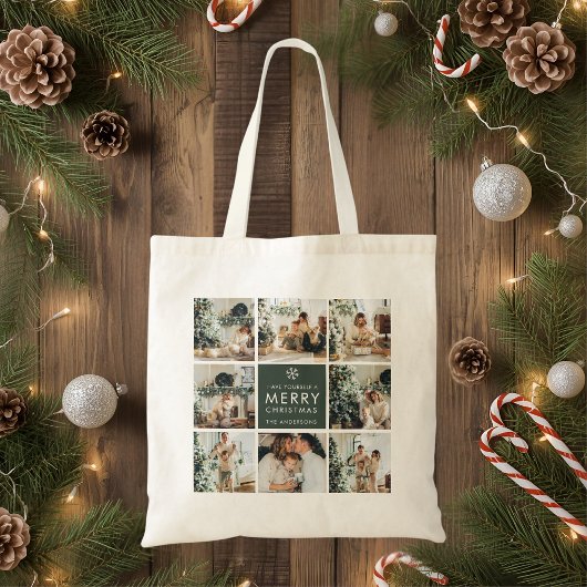 Tote Bag Collage Moderne « Joyeux Noël » Multi Photo 