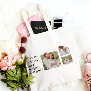 Tote Bag Collage moderne Photo Romantique Couple Citation C