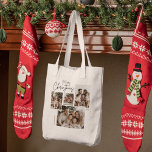 Tote Bag "Collage personnalisé de quatre photos de Noël Joy<br><div class="desc">Portez la joie de Noël partout avec le Sac fourre-tout de collage personnalisé Joyeux Noël à quatre photos. Avec un design charmant qui affiche quatre de vos photos préférées, ce sac fourre-tout est à la fois élégant et pratique. Ajoutez une touche personnelle avec un nom personnalisé ou un message de...</div>