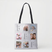 Tote Bag Collage photo argent ami (Devant)