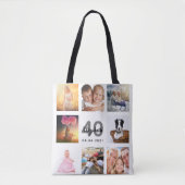 Tote Bag collage photo blanc de 40e anniversaire (Devant)