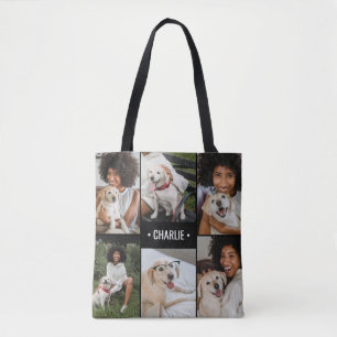 Tote Bag Collage photo de chien Monogrammé