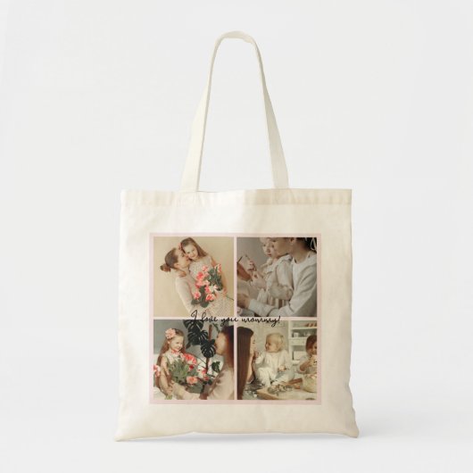 Tote Bag Collage photo et message - Cadeau personnalisé | (Devant)