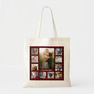 Tote Bag Collage Photo Famille 11 Photos Instagram   Rouge