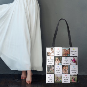 Tote Bag Collage Photo Fête Des Mères Avec Citations De Mei