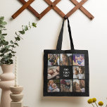 Tote Bag Collage photo modifiable noir<br><div class="desc">Sac fourre-tout photo collage modifiable avec un arrière - plan noir,  8 photos de famille,  et un modèle texte facile à personnaliser.</div>
