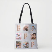 Tote Bag Collage photo rose argent ami (Devant)