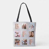 Tote Bag Collage photo rose argent ami (Dos)