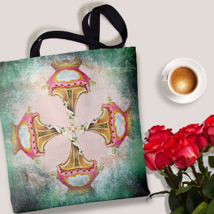 Tote Bag Collage rose vintage Avec Bords Rouillés
