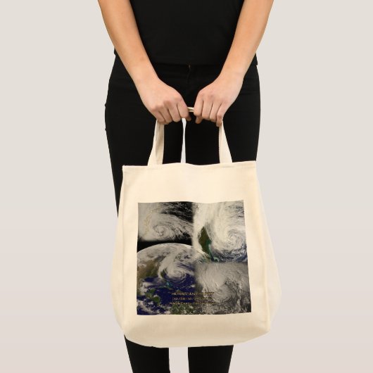 Tote Bag Collage satellite Vue de l'ouragan Sandy (Devant (produit))