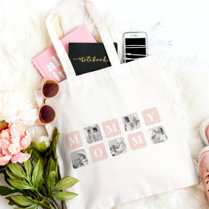 Tote Bag Collage tendance Photo & Pastel rose Meilleur cade