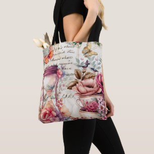 Tote Bag Collage vintage aquarelle