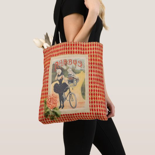 Tote Bag Collage vintage Phebus Woman & Cycle (De près)