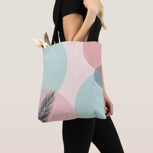 Tote Bag Collection Abstraite Moderne Rose Pâle Menthe (De près)